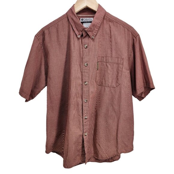 Columbia Short‎ Sleeve Button Front Shirt Men's Size L Brick Red - Picture 1 of 7